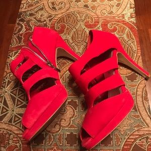 WHBM Suede Peep-Toe Heels sz10M